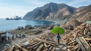 Sakhalin Island. Firewood everywhere